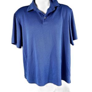 Roundtree & Yorke Performance Polo Shirt Mens L Blue Work Play Golf Short Slv